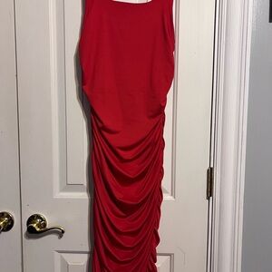Elegant Red body con Draped Dress